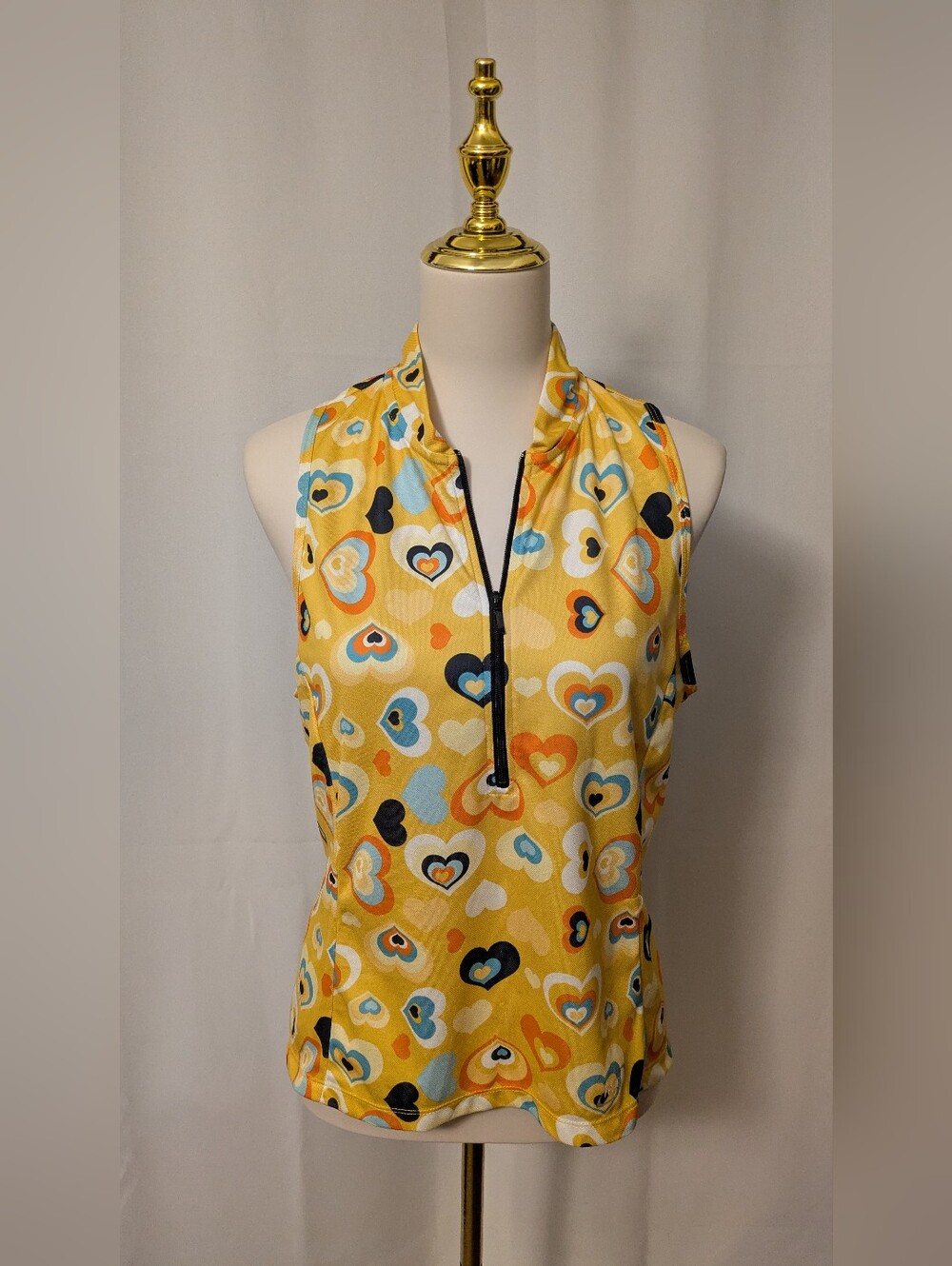 Terry Cycling Zip Up Yellow Heart Top